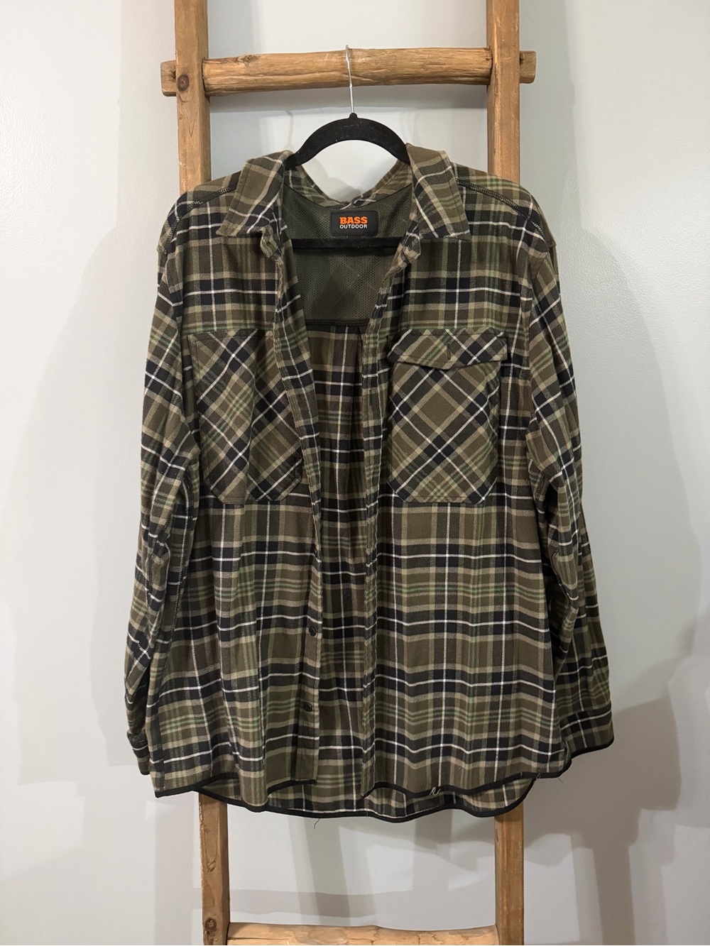 Men's Olive Plaid Flannel Shirt by BASS